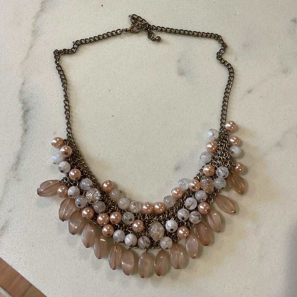 Pink and gold statement necklace